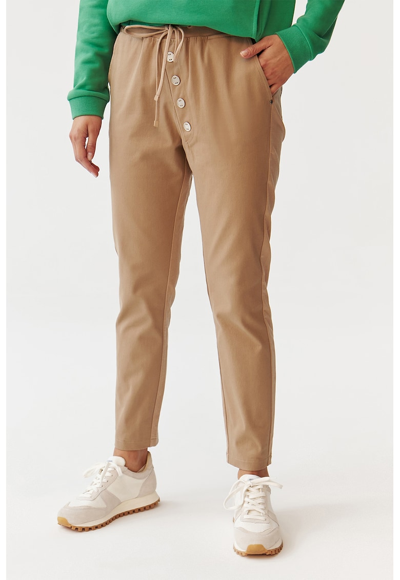 Pantaloni conici cu snururi Naziri - Maro nisip