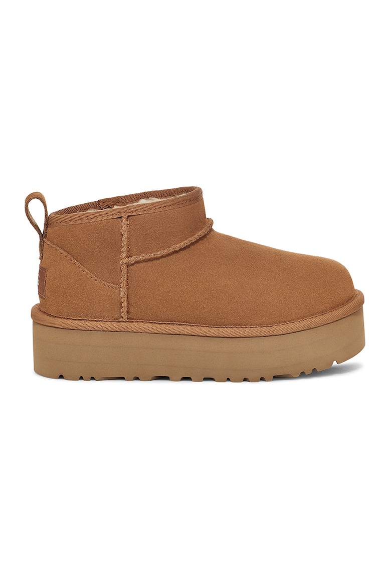 Ghete de piele intoarsa fara inchidere Classic Ultra - Maro scortisoara