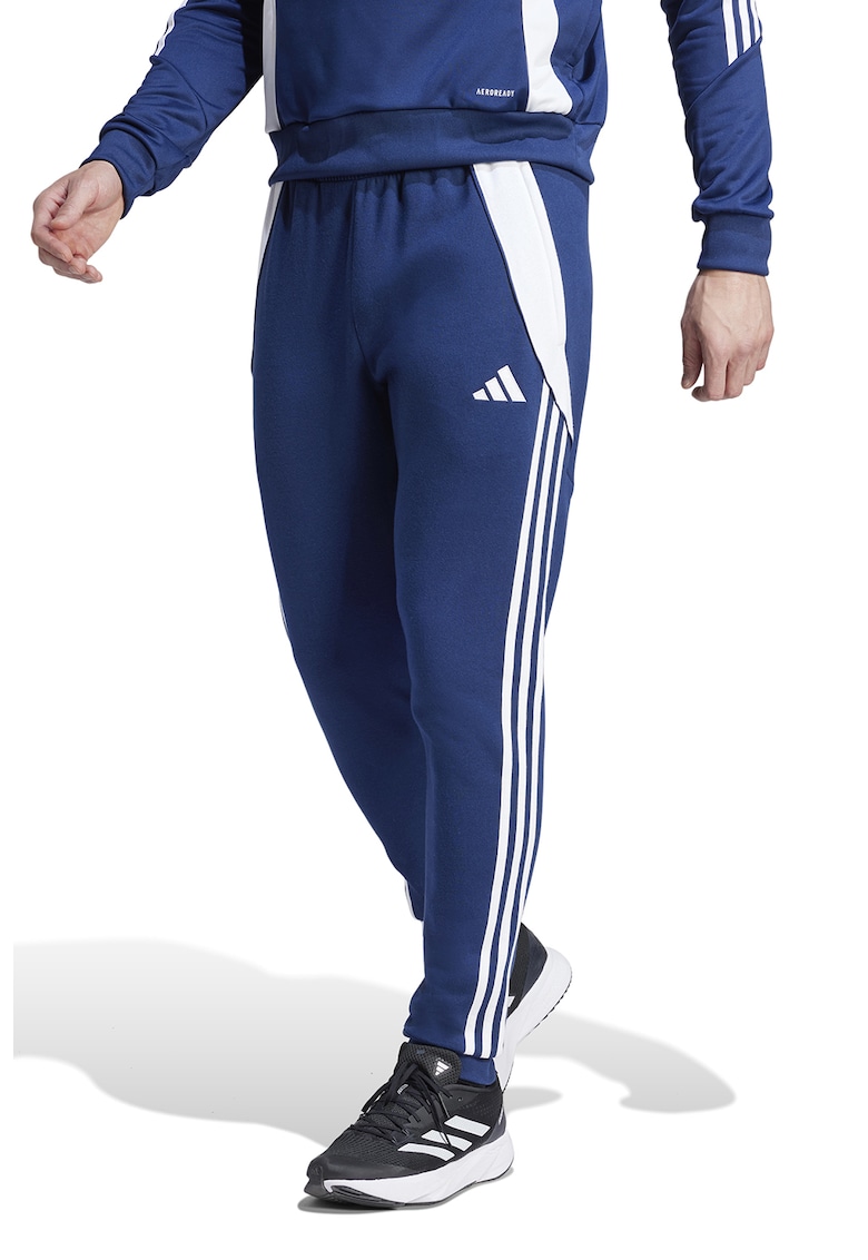 Pantaloni Tiro 24 pentru fotbal - Albastru inchis/Alb optic