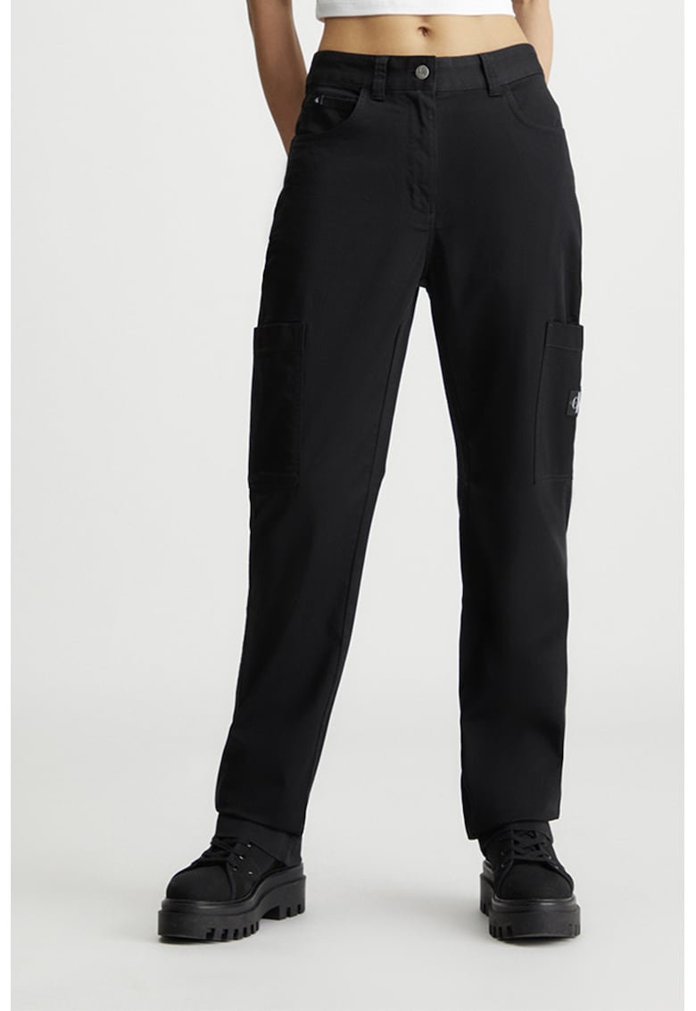Pantaloni drepti cu talie inalta - Negru
