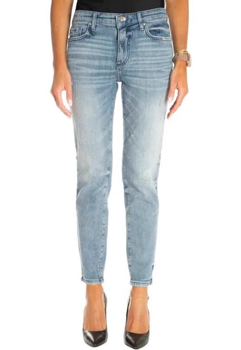 Blugi crop skinny usor decolorati -