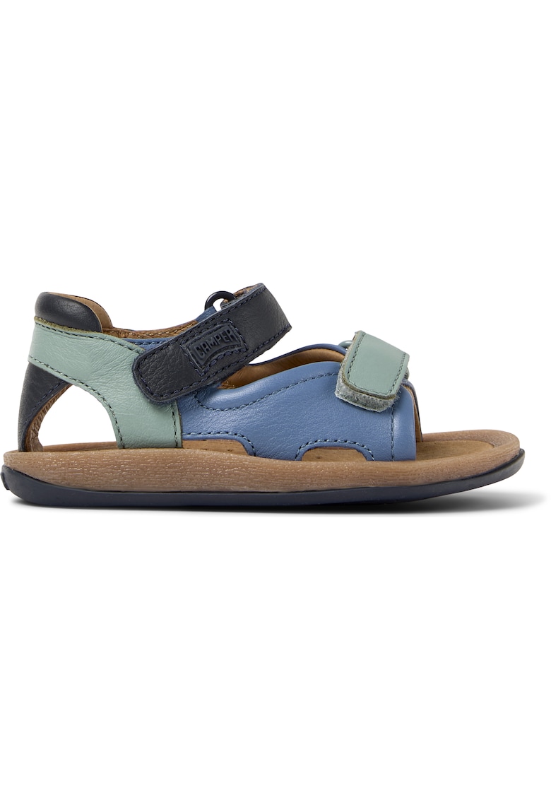 Sandale de piele cu inchidere velcro - Verde pal/Albastru