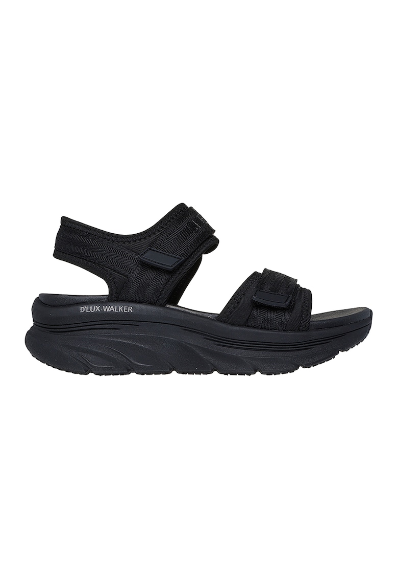 Sandale cu talpa wedge si inchidere velcro D'Lux Walker-Adored - Negru