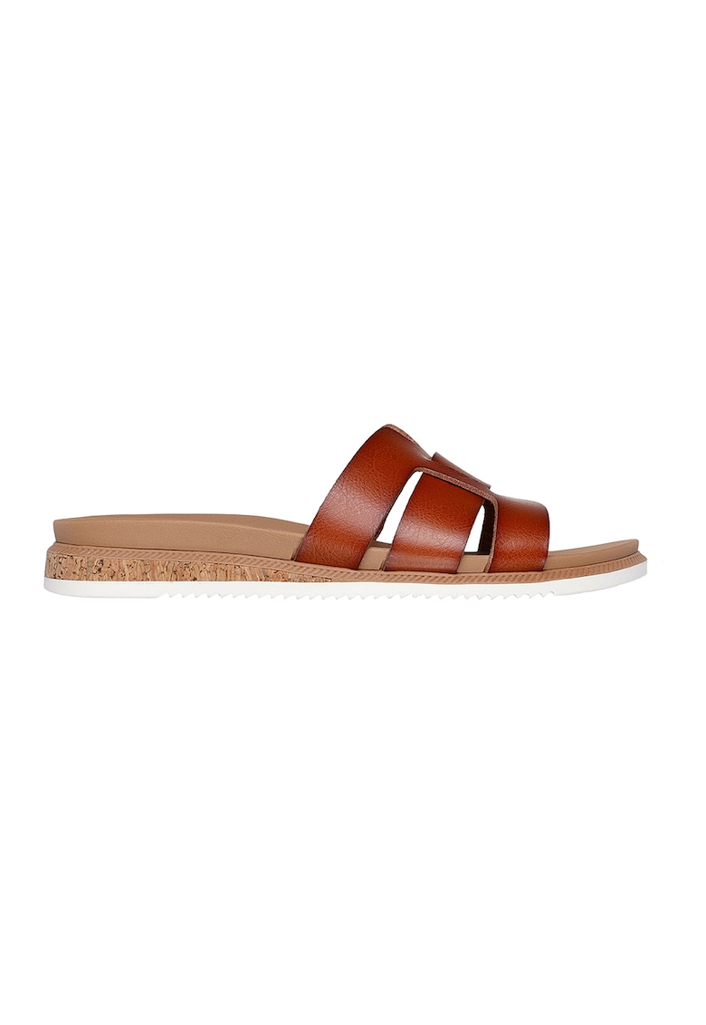 Papuci de piele ecologica Desert Kiss - Maro cognac