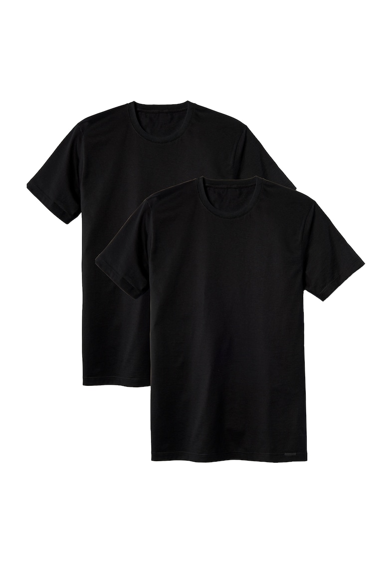 Set de tricouri cu decolteu la baza gatului - 2 piese - Negru