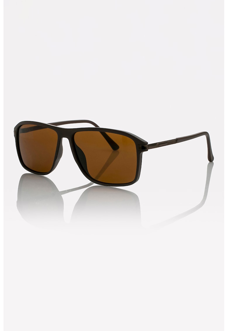 Ochelari de soare patrati unisex cu lentile polarizate - Maro inchis