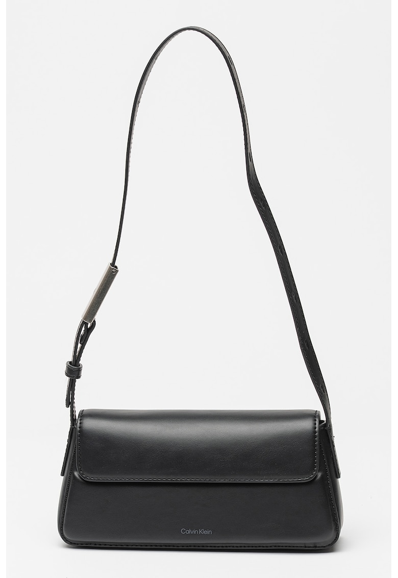 Geanta crossbody din piele ecologica cu clapa - Negru