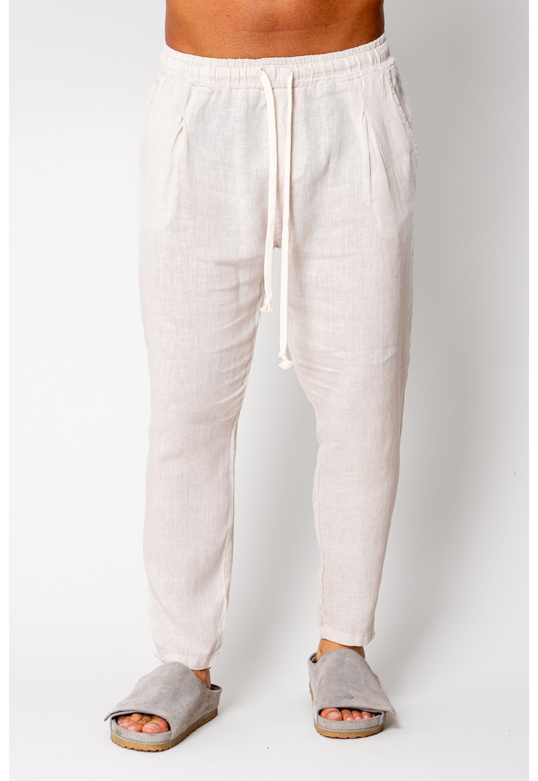 Pantaloni lung din 100% IN cu snur Cream 17015 - Bej