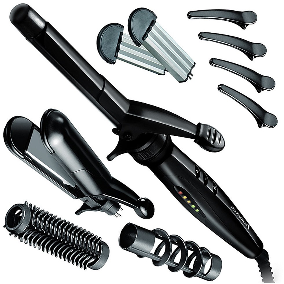 Ondulator Remington S8670, 5 in 1 accesorii, Invelis Ceramic, Negru
