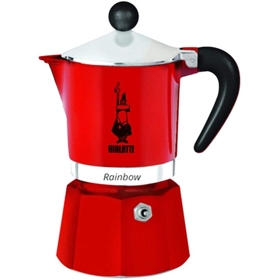 Espressor Bialetti Rainbow, capacitate 150 ml, pentru 3 cesti, Rosu