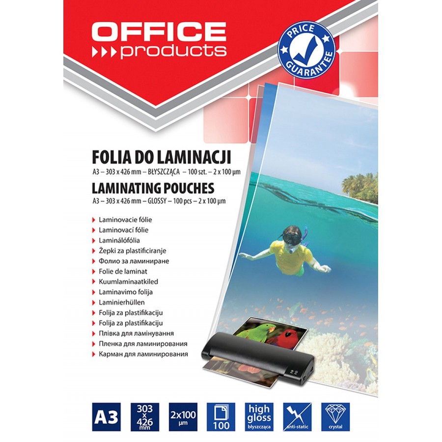 Folie de laminat Folie pentru laminare, A3 100 microni 100buc/top Office Products