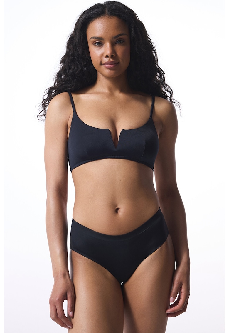 Sutien de baie ajustabil cu model uni - Negru