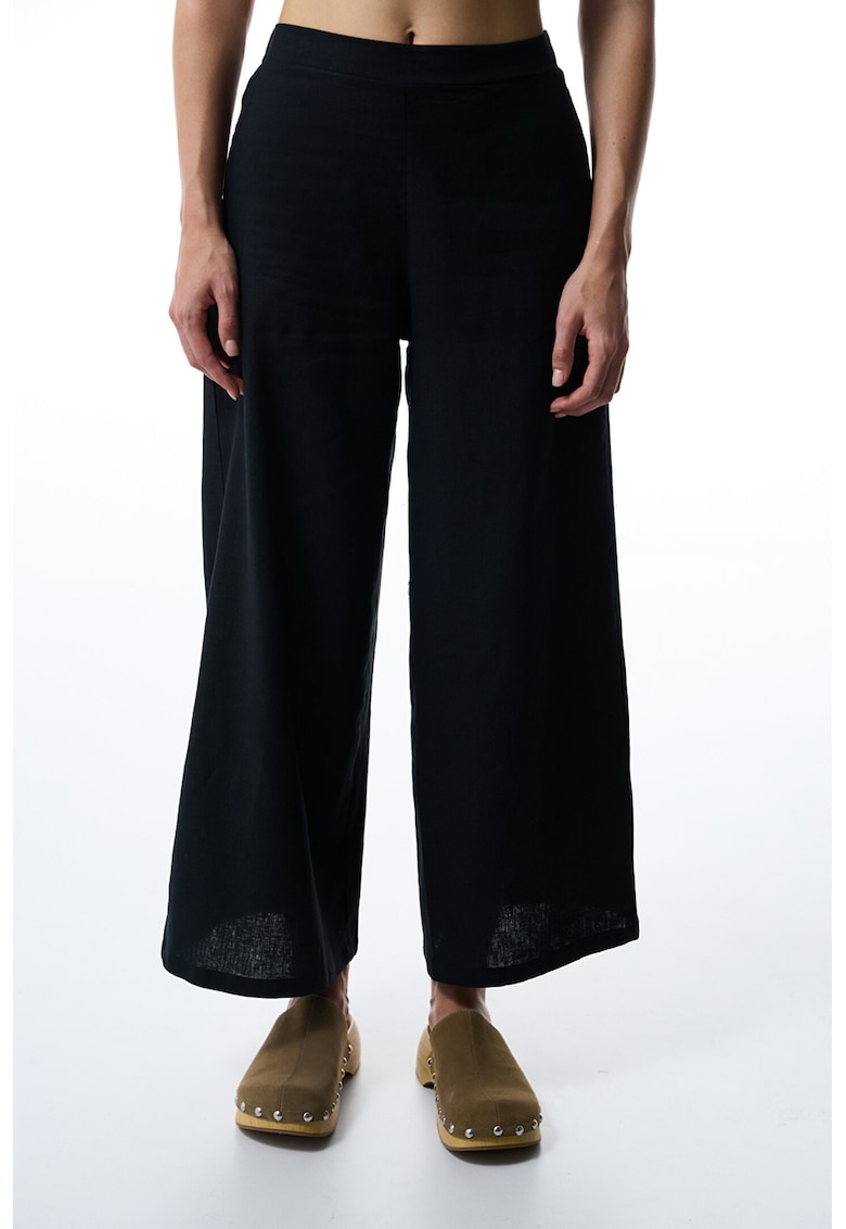 Pantaloni de plaja - din amestec de in - Negru
