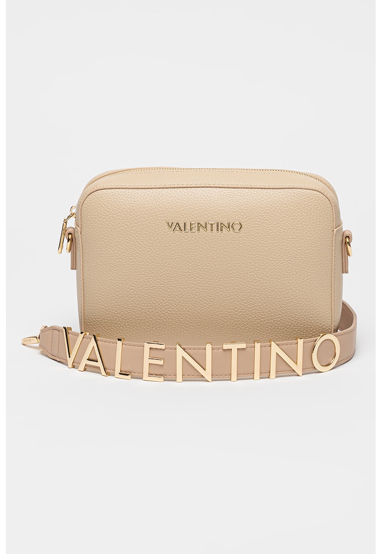 Geanta crossbody din piele ecologica cu logo metalic Alexia - Bej deschis