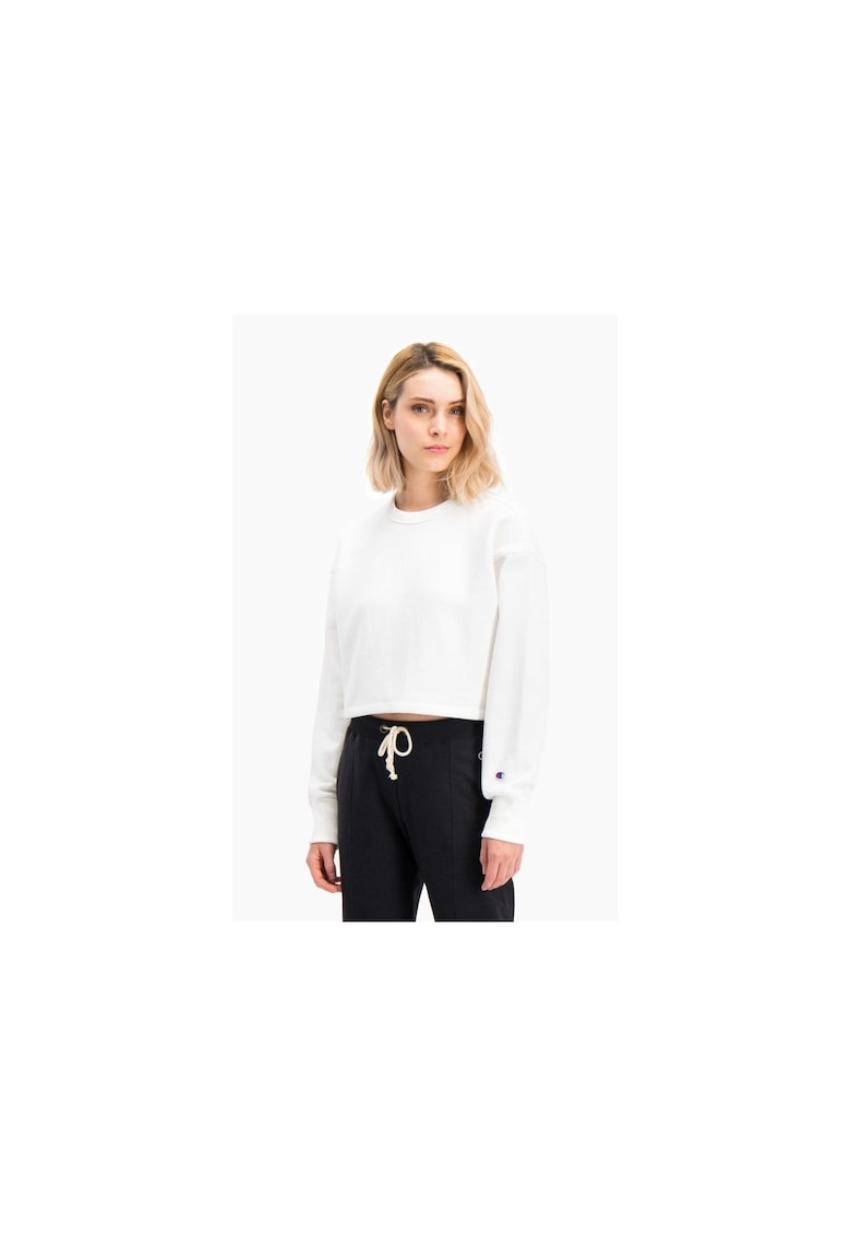 Pulover hanorac  Crewneck Hanorac Alb Bumbac -