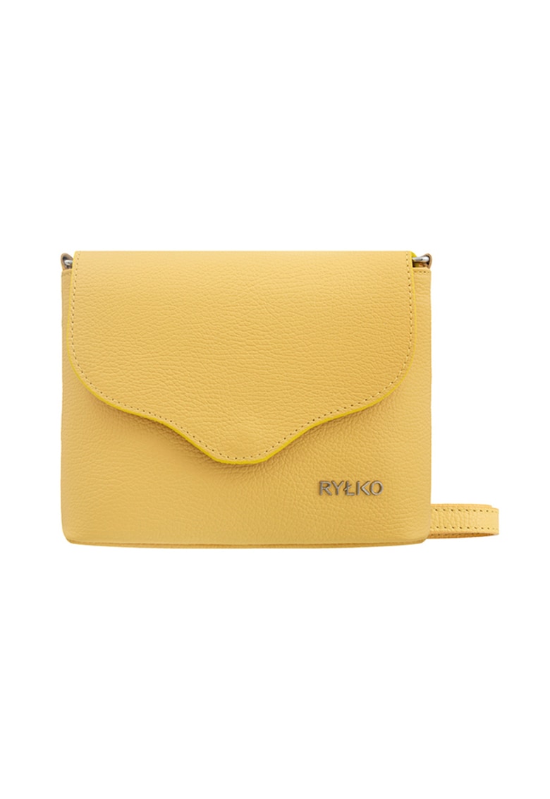 Geanta crossbody din piele cu clapa - Galben