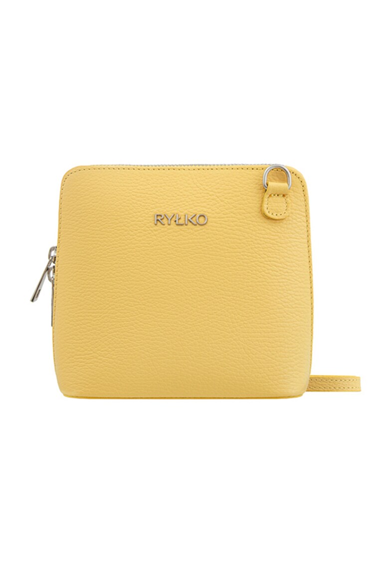 Geanta crossbody din piele - Galben sofran