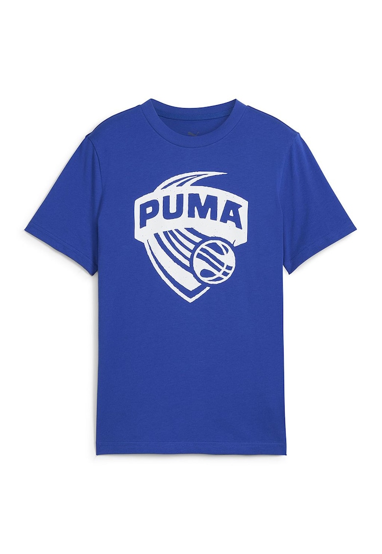 Tricou din bumbac cu imprimeu logo - pentru baschet - Albastru royal/Alb optic