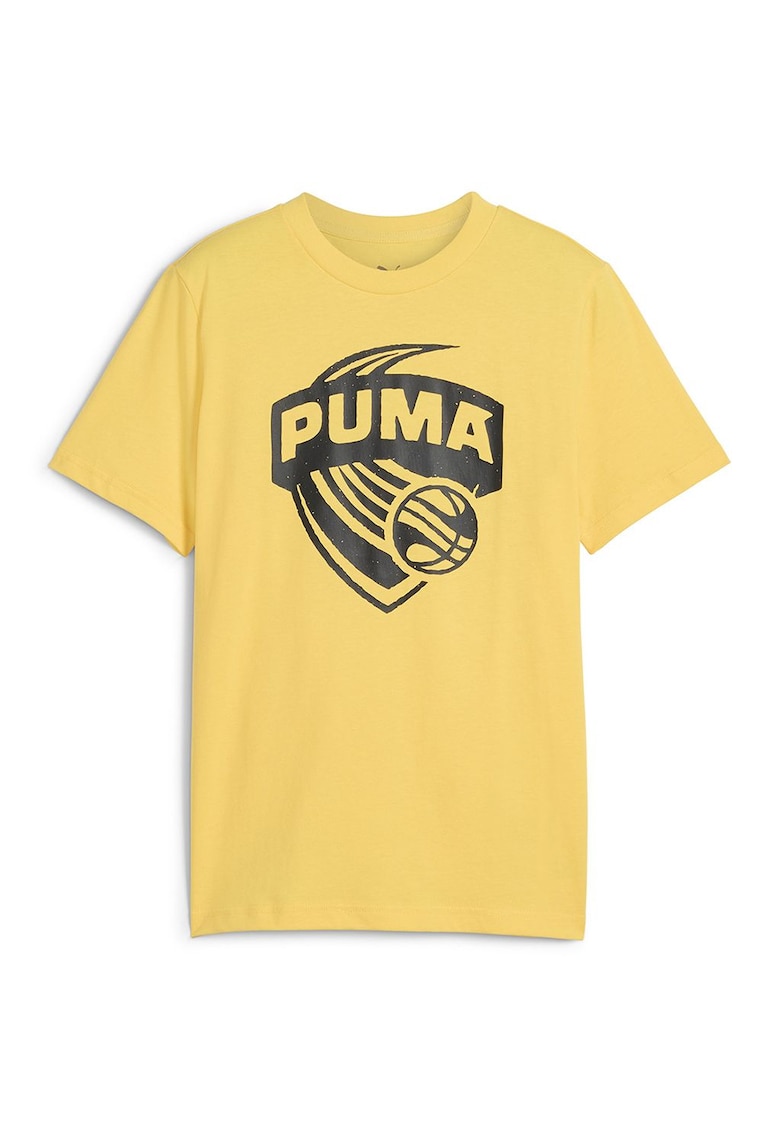Tricou din bumbac cu imprimeu logo - pentru baschet - Negru/Galben pai