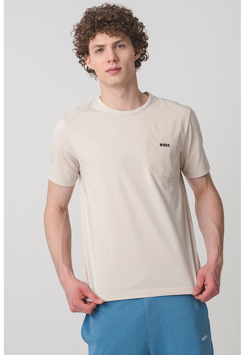 Tricou cu buzunar pe piept - Alb fildes