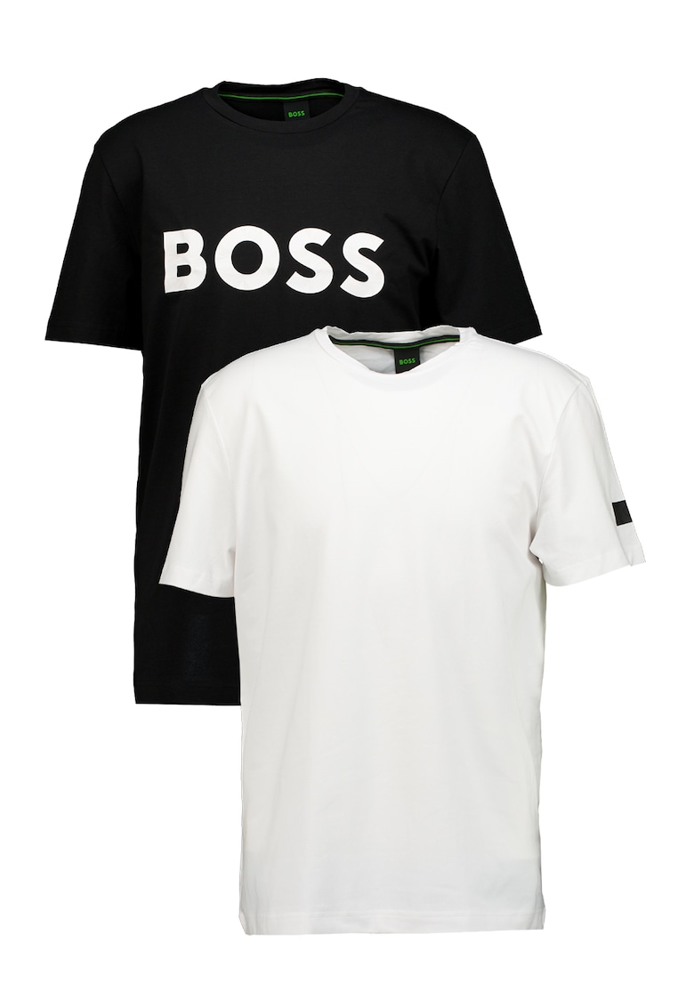 Tricou din amestec de bumbac cu imprimeu logo - Alb/Negru