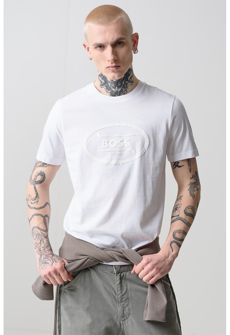 Tricou cu imprimeu logo Heritage - Alb optic