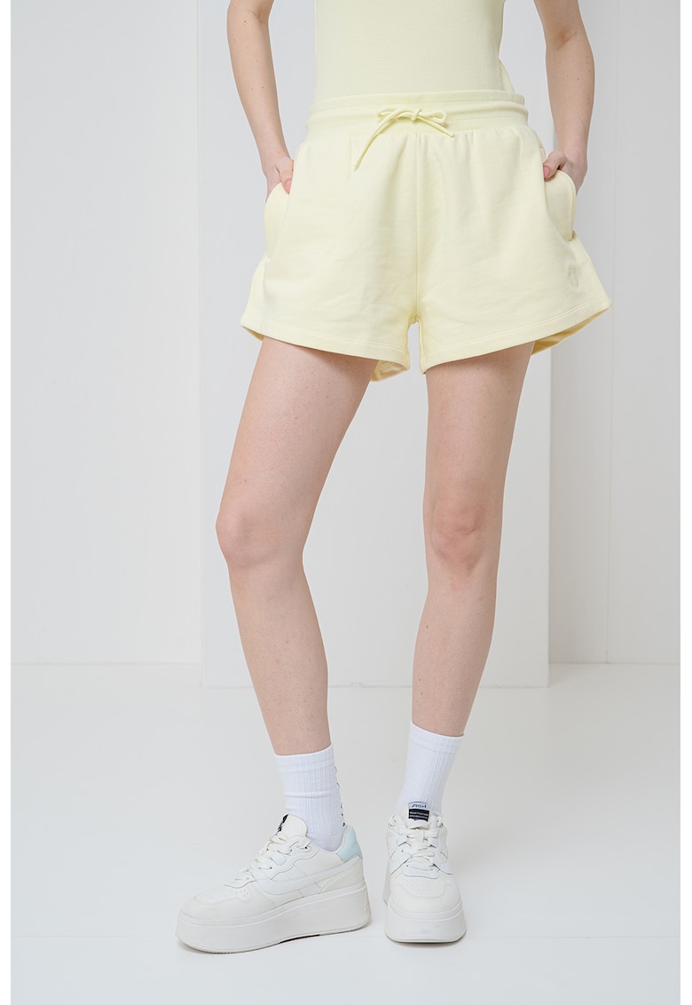 Pantaloni scurti de bumbac cu talie inalta Norlina - Galben deschis