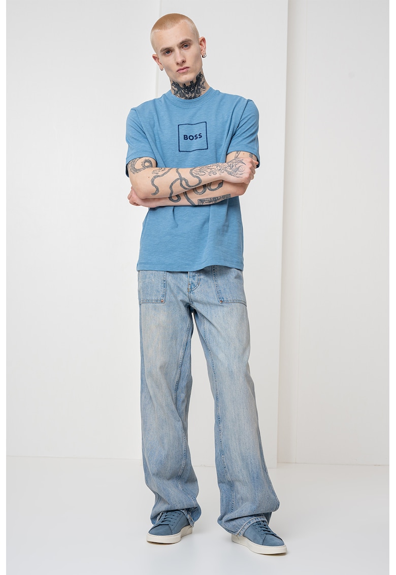 Tricou din amestec de in - Albastru lavanda