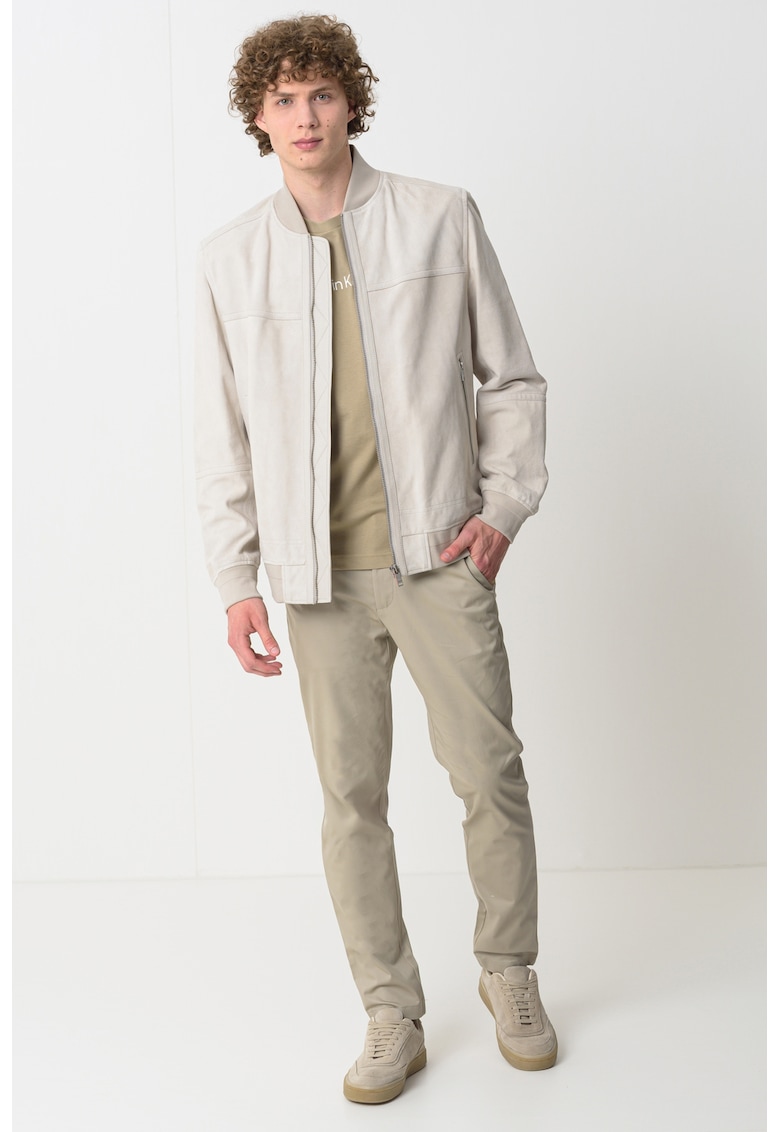 Jacheta de piele cu guler baseball Johice - Grej
