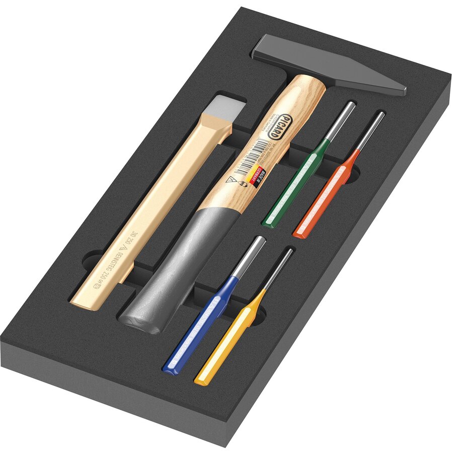 9782 foam insert hammer set 1, 6 pieces (black/gray, in foam insert for workshop trolley)