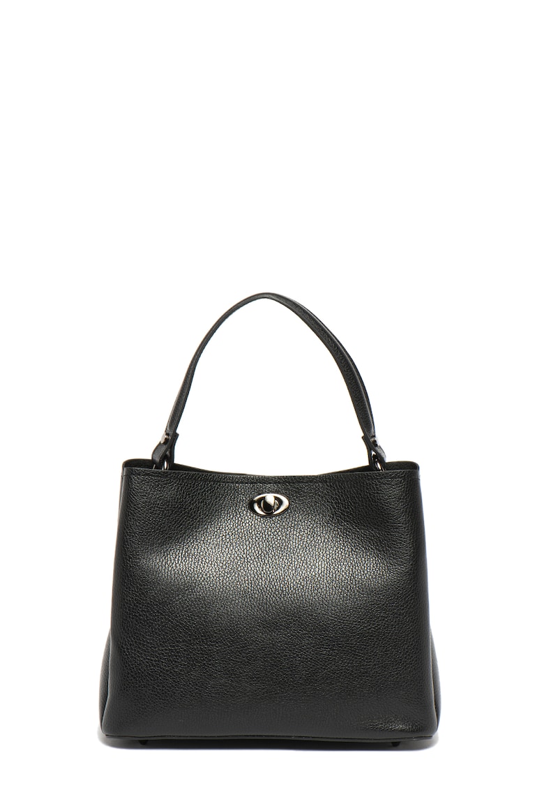 Geanta tote de piele cu bareta detasabila - Negru