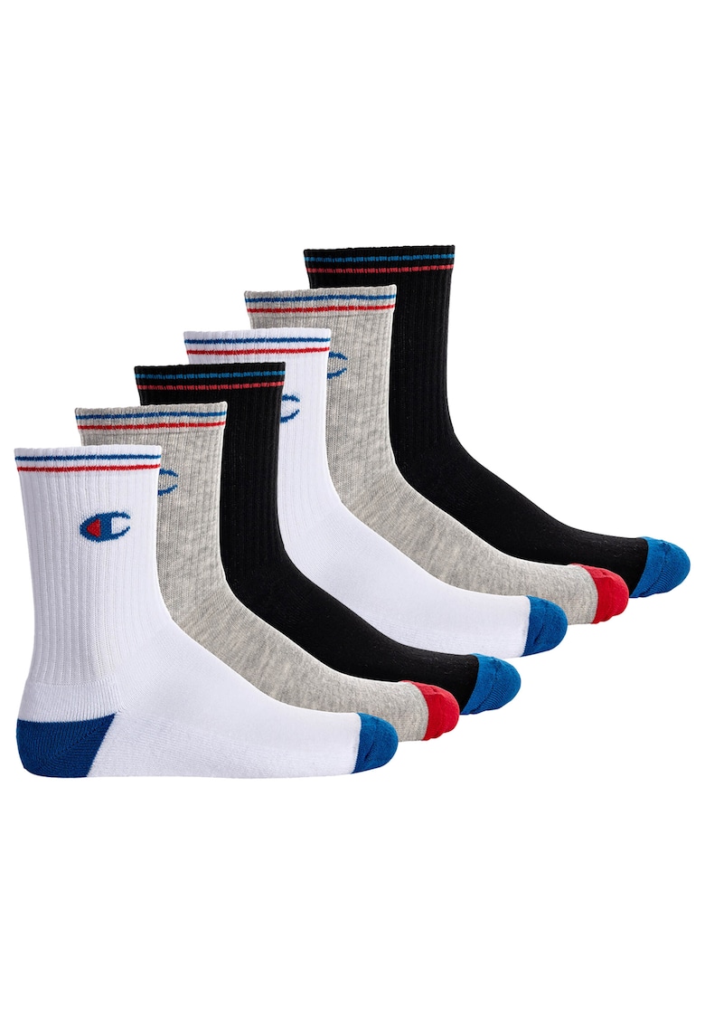 Set de sosete scurte unisex cu model - 3 perechi - Alb/Negru/Gri