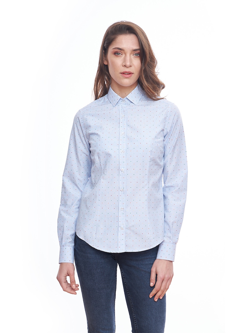Camasa slim fit cu model - Albastru pastel/Albastru