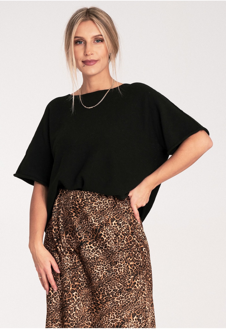 Pulover dama -  negru - largi - fabricat din material de calitate -