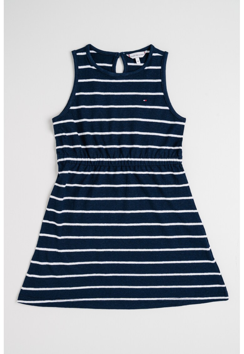 Rochie cu dungi fara maneci - Alb murdar/Bleumarin