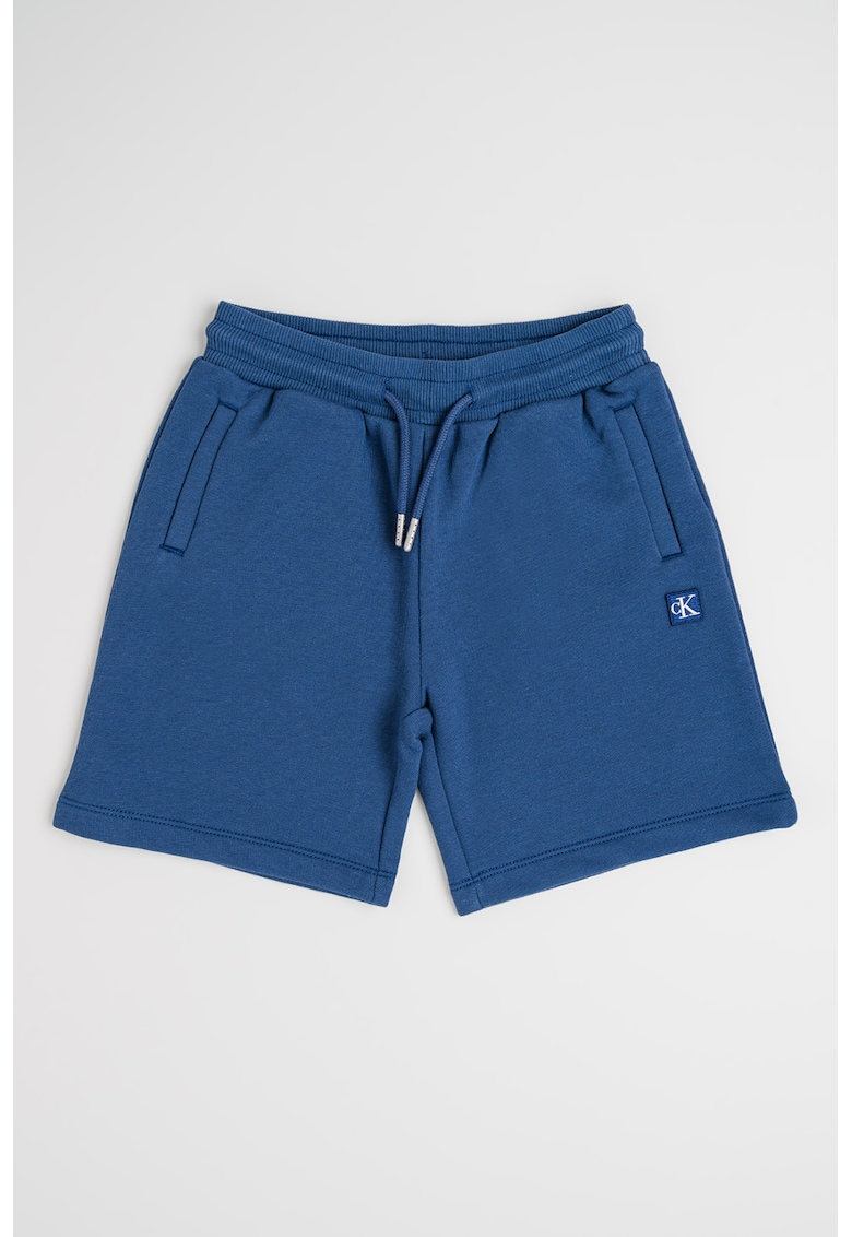 Pantaloni scurti din amestec de bumbac cu logo - Albastru prafuit