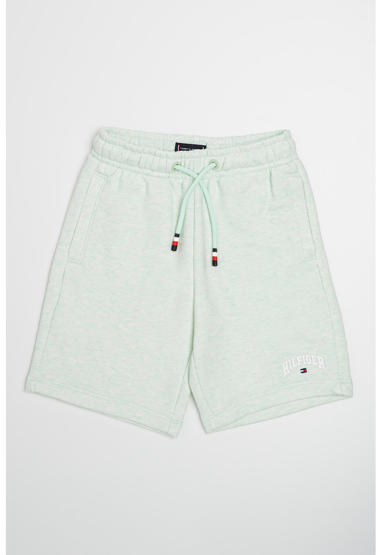 Pantaloni scurti din amestec de bumbac cu talie ajustabila - Verde pal
