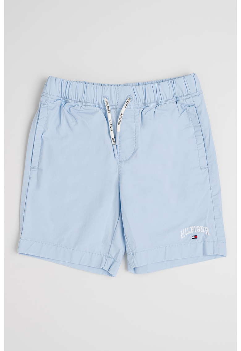 Pantaloni scurti de bumbac cu buzunare laterale - Albastru glaciar