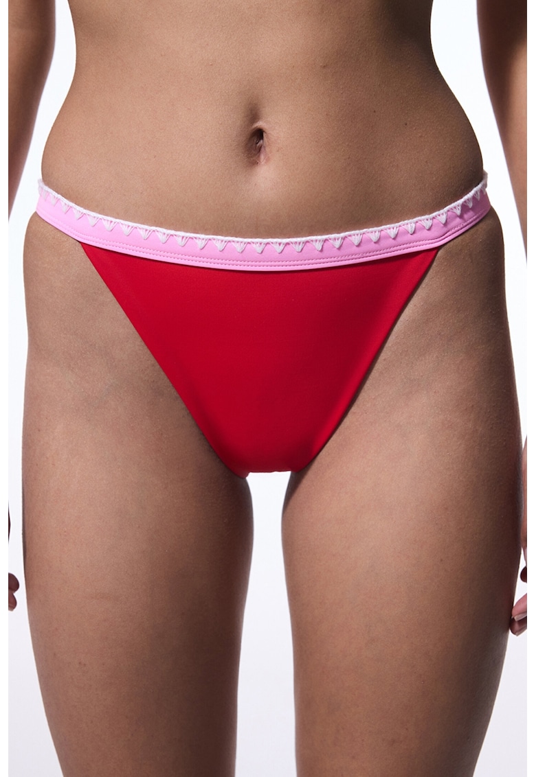 Bikini cu model uni - Rosu/Roz