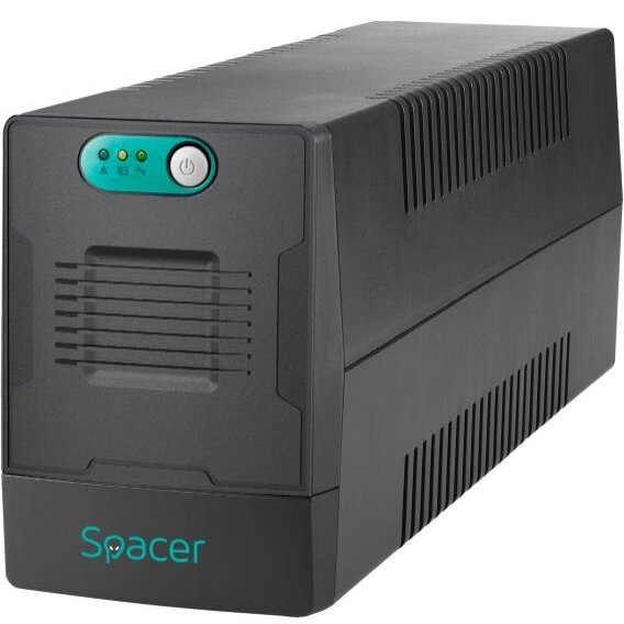 UPS Line Interactive fara Management  800VA/480W AVR 2 Prize Schuko Indicatie Status cu LED 1 Baterie 12V/9Ah Negru