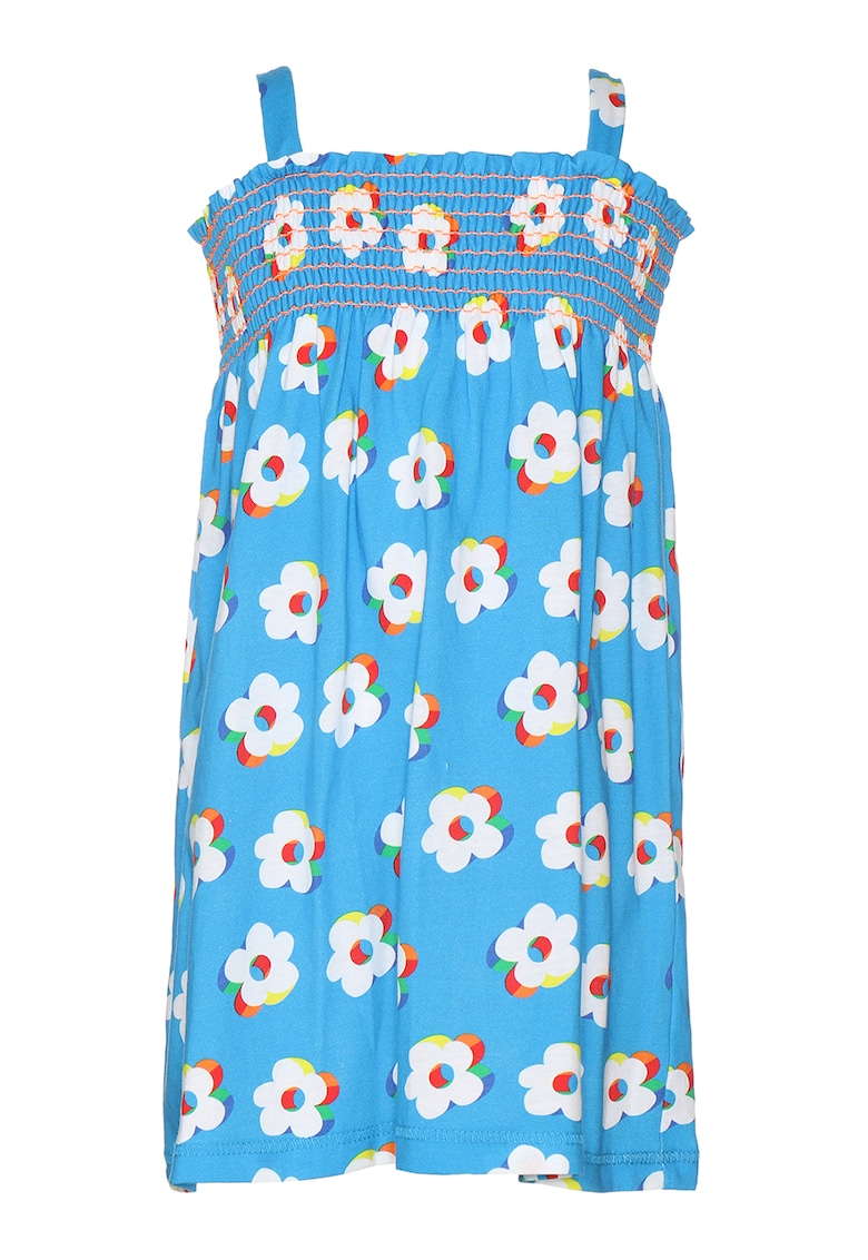 Rochie cu imprimeu floral - fara maneci - Alb/Albastru