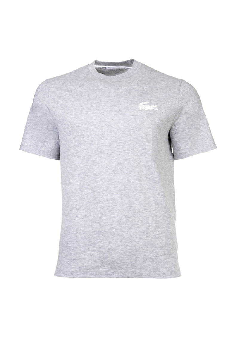 Tricou cu decolteu la baza gatului si logo - Gri
