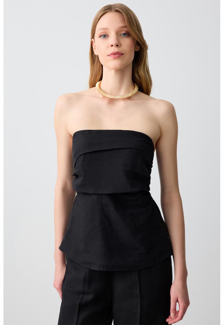 Top de in cu croiala slim-fit - Negru