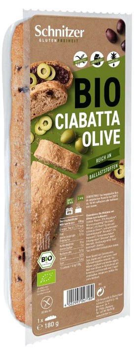 Ciabatta bio fara gluten, cu masline, 180g Schnitzer gluten free