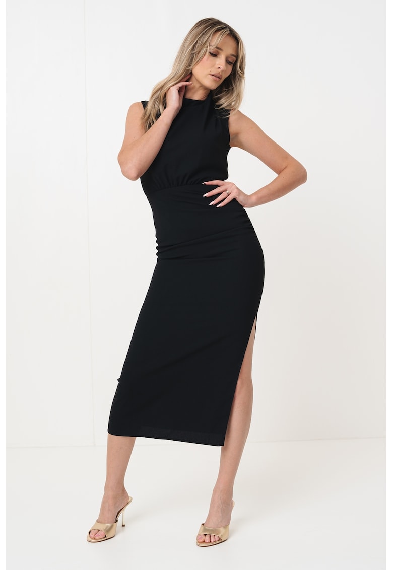 Rochie cambrata cu slit lateral Kimile - Negru