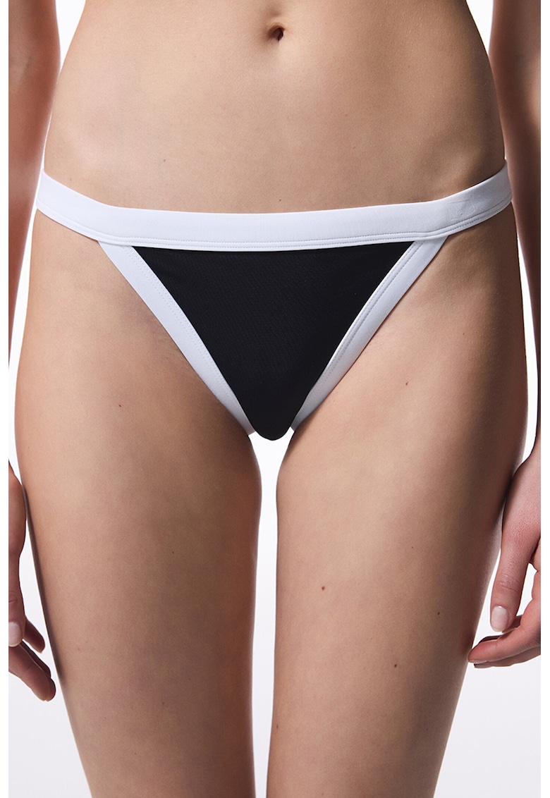 Bikini brazilian - Negru/Alb optic
