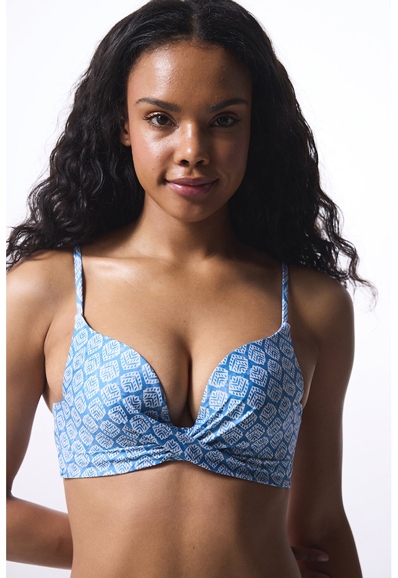 Sutien push-up cu imprimeu - Albastru pastel/Alb optic