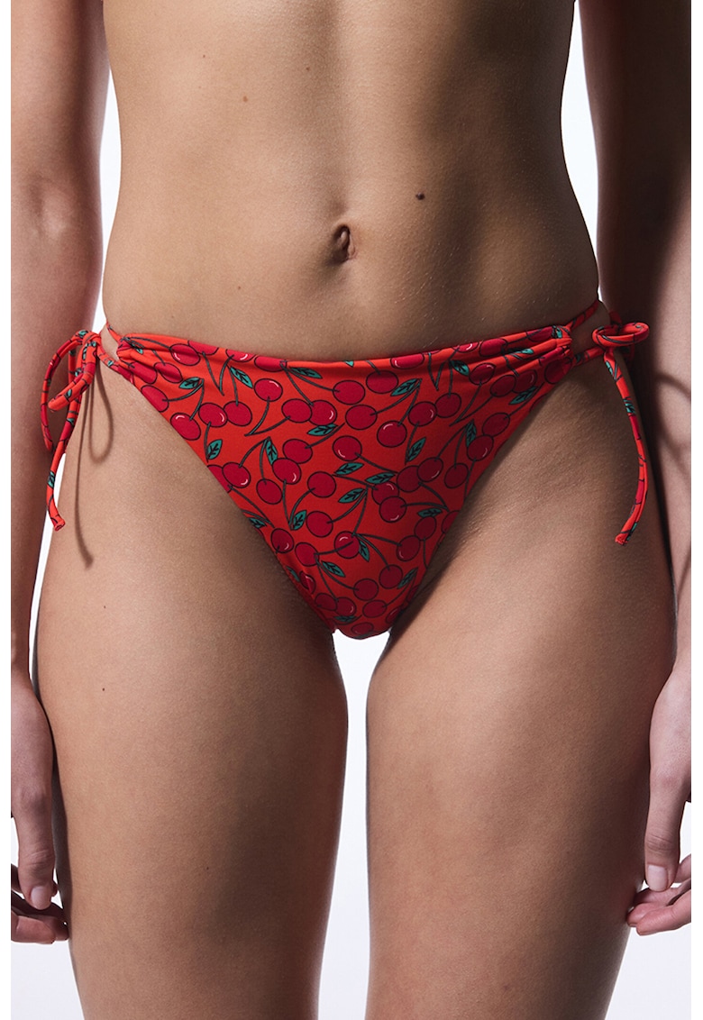 Slip brazilian cu model si prindere laterala - Rosu