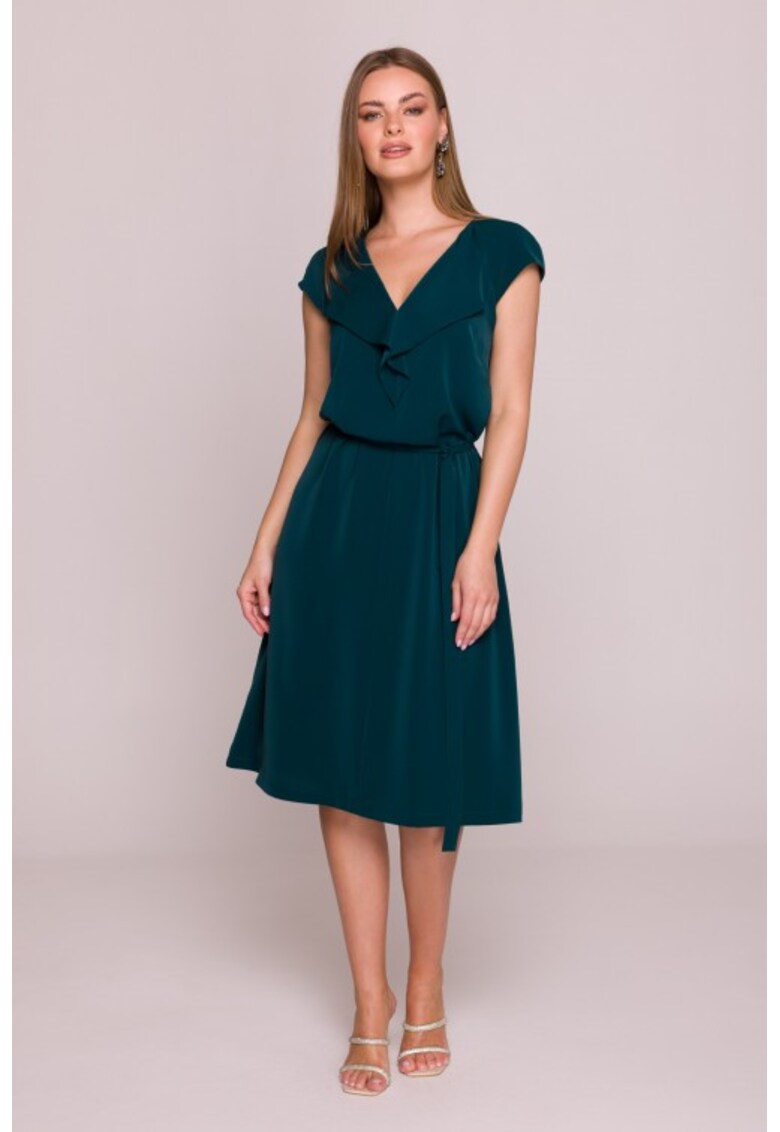 Rochie cu jabou si curea in talie - - Verde