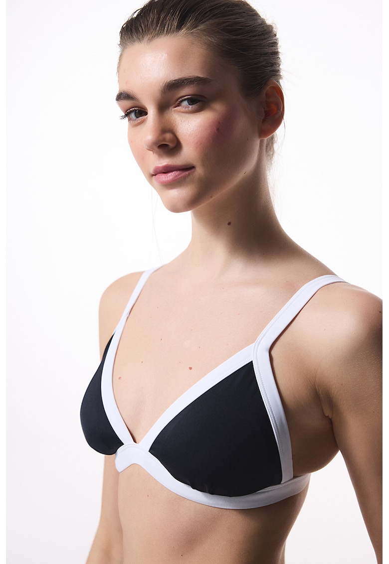Sutien colorblock de baie - Negru/Alb optic